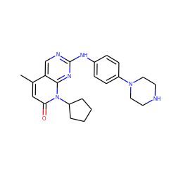 Cc1cc(=O)n(C2CCCC2)c2nc(Nc3ccc(N4CCNCC4)cc3)ncc12 ZINC000013641493