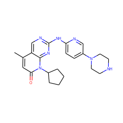 Cc1cc(=O)n(C2CCCC2)c2nc(Nc3ccc(N4CCNCC4)cn3)ncc12 ZINC000013641628