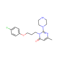 Cc1cc(=O)n(CCCOc2ccc(Cl)cc2)c(N2CCNCC2)n1 ZINC000045290590