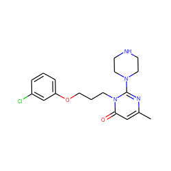 Cc1cc(=O)n(CCCOc2cccc(Cl)c2)c(N2CCNCC2)n1 ZINC000045245071