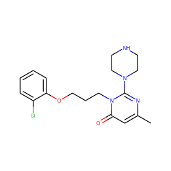 Cc1cc(=O)n(CCCOc2ccccc2Cl)c(N2CCNCC2)n1 ZINC000045253005