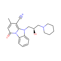 Cc1cc(=O)n2c3ccccc3n(C[C@H](O)CN3CCCCC3)c2c1C#N ZINC000002708648