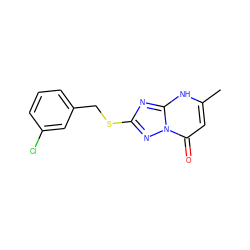 Cc1cc(=O)n2nc(SCc3cccc(Cl)c3)nc2[nH]1 ZINC000095579208