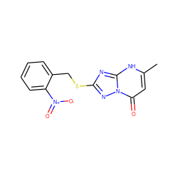 Cc1cc(=O)n2nc(SCc3ccccc3[N+](=O)[O-])nc2[nH]1 ZINC000095573833