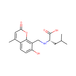 Cc1cc(=O)oc2c(CN[C@@H](CC(C)C)C(=O)O)c(O)ccc12 ZINC000000044086