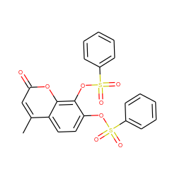 Cc1cc(=O)oc2c(OS(=O)(=O)c3ccccc3)c(OS(=O)(=O)c3ccccc3)ccc12 ZINC000003090410