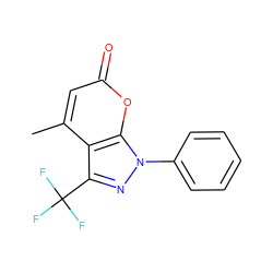 Cc1cc(=O)oc2c1c(C(F)(F)F)nn2-c1ccccc1 ZINC000000092167