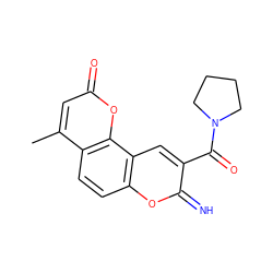 Cc1cc(=O)oc2c1ccc1oc(=N)c(C(=O)N3CCCC3)cc12 ZINC000653793658