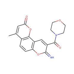 Cc1cc(=O)oc2c1ccc1oc(=N)c(C(=O)N3CCOCC3)cc12 ZINC000653795022