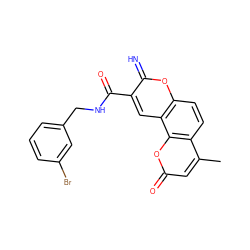 Cc1cc(=O)oc2c1ccc1oc(=N)c(C(=O)NCc3cccc(Br)c3)cc12 ZINC000653782747