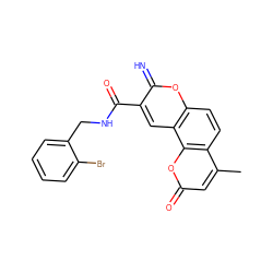 Cc1cc(=O)oc2c1ccc1oc(=N)c(C(=O)NCc3ccccc3Br)cc12 ZINC000653781721