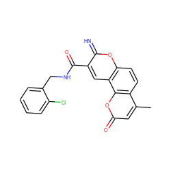 Cc1cc(=O)oc2c1ccc1oc(=N)c(C(=O)NCc3ccccc3Cl)cc12 ZINC000653782772