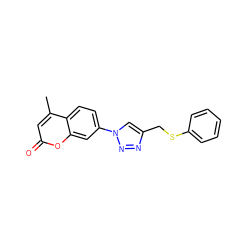 Cc1cc(=O)oc2cc(-n3cc(CSc4ccccc4)nn3)ccc12 ZINC000473128164