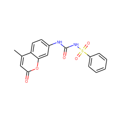 Cc1cc(=O)oc2cc(NC(=O)NS(=O)(=O)c3ccccc3)ccc12 ZINC000299838849