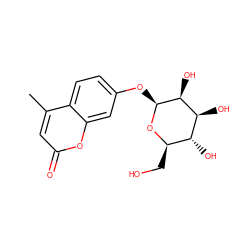 Cc1cc(=O)oc2cc(O[C@@H]3O[C@H](CO)[C@@H](O)[C@H](O)[C@@H]3O)ccc12 ZINC000013536768