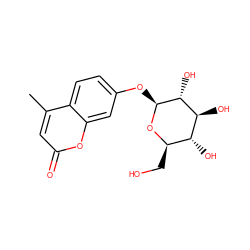 Cc1cc(=O)oc2cc(O[C@@H]3O[C@H](CO)[C@@H](O)[C@H](O)[C@H]3O)ccc12 ZINC000004073899