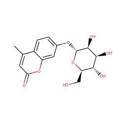 Cc1cc(=O)oc2cc(O[C@H]3O[C@H](CO)[C@@H](O)[C@H](O)[C@@H]3O)ccc12 ZINC000004282211