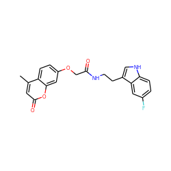 Cc1cc(=O)oc2cc(OCC(=O)NCCc3c[nH]c4ccc(F)cc34)ccc12 ZINC000006662383