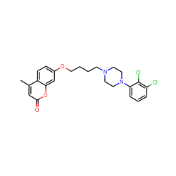 Cc1cc(=O)oc2cc(OCCCCN3CCN(c4cccc(Cl)c4Cl)CC3)ccc12 ZINC000096929502