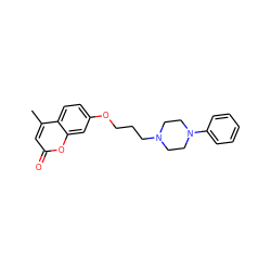 Cc1cc(=O)oc2cc(OCCCN3CCN(c4ccccc4)CC3)ccc12 ZINC000013486988