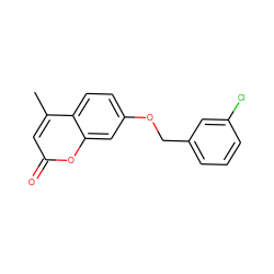 Cc1cc(=O)oc2cc(OCc3cccc(Cl)c3)ccc12 ZINC000000459274