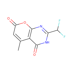 Cc1cc(=O)oc2nc(C(F)F)[nH]c(=O)c12 ZINC000066098638