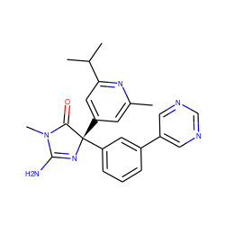 Cc1cc([C@@]2(c3cccc(-c4cncnc4)c3)N=C(N)N(C)C2=O)cc(C(C)C)n1 ZINC000045358877