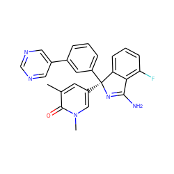 Cc1cc([C@@]2(c3cccc(-c4cncnc4)c3)N=C(N)c3c(F)cccc32)cn(C)c1=O ZINC000095577643