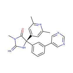 Cc1cc([C@@]2(c3cccc(-c4cncnc4)c3)NC(=N)N(C)C2=O)cc(C)n1 ZINC000034804851