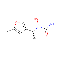 Cc1cc([C@@H](C)N(O)C(N)=O)co1 ZINC000013762855