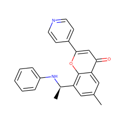 Cc1cc([C@@H](C)Nc2ccccc2)c2oc(-c3ccncc3)cc(=O)c2c1 ZINC000051768839