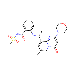 Cc1cc([C@@H](C)Nc2ccccc2C(=O)NS(C)(=O)=O)c2nc(N3CCOCC3)cc(=O)n2c1 ZINC000299832045