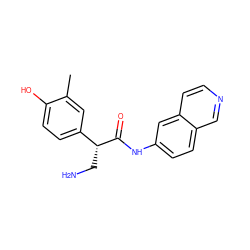 Cc1cc([C@@H](CN)C(=O)Nc2ccc3cnccc3c2)ccc1O ZINC000145785486