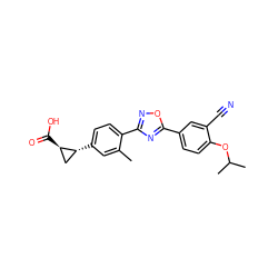 Cc1cc([C@@H]2C[C@H]2C(=O)O)ccc1-c1noc(-c2ccc(OC(C)C)c(C#N)c2)n1 ZINC000028892648