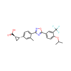 Cc1cc([C@@H]2C[C@H]2C(=O)O)ccc1-c1noc(-c2ccc(OC(C)C)c(C(F)(F)F)c2)n1 ZINC000028892643