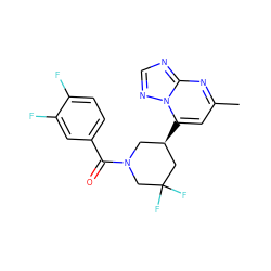 Cc1cc([C@@H]2CN(C(=O)c3ccc(F)c(F)c3)CC(F)(F)C2)n2ncnc2n1 ZINC000584905416