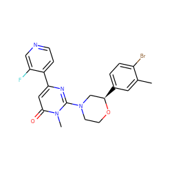 Cc1cc([C@@H]2CN(c3nc(-c4ccncc4F)cc(=O)n3C)CCO2)ccc1Br ZINC000043128416