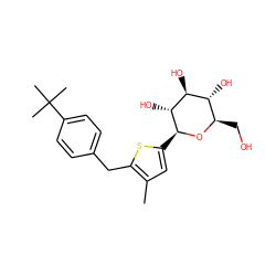 Cc1cc([C@@H]2O[C@H](CO)[C@@H](O)[C@H](O)[C@H]2O)sc1Cc1ccc(C(C)(C)C)cc1 ZINC000072117009