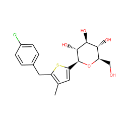 Cc1cc([C@@H]2O[C@H](CO)[C@@H](O)[C@H](O)[C@H]2O)sc1Cc1ccc(Cl)cc1 ZINC000072118073