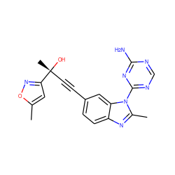 Cc1cc([C@](C)(O)C#Cc2ccc3nc(C)n(-c4ncnc(N)n4)c3c2)no1 ZINC000103249646