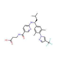 Cc1cc([C@H](CC(C)C)Nc2ccc(C(=O)NCCC(=O)O)cn2)cc(C)c1-n1cc(C(F)(F)F)cn1 ZINC000096170573