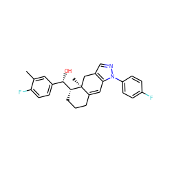 Cc1cc([C@H](O)[C@H]2CCCC3=Cc4c(cnn4-c4ccc(F)cc4)C[C@@]32C)ccc1F ZINC000013560784