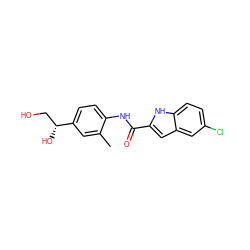 Cc1cc([C@H](O)CO)ccc1NC(=O)c1cc2cc(Cl)ccc2[nH]1 ZINC000040954175