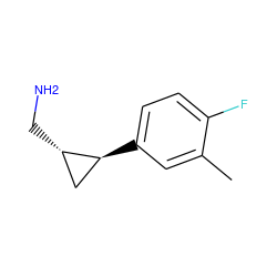 Cc1cc([C@H]2C[C@@H]2CN)ccc1F ZINC000040898016