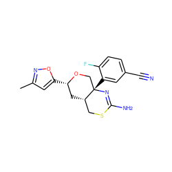 Cc1cc([C@H]2C[C@H]3CSC(N)=N[C@@]3(c3cc(C#N)ccc3F)CO2)on1 ZINC000148287261