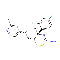 Cc1cc([C@H]2C[C@H]3CSC(N)=N[C@@]3(c3ccc(F)cc3F)CO2)ccn1 ZINC000169708460