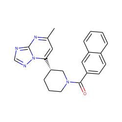 Cc1cc([C@H]2CCCN(C(=O)c3ccc4ccccc4c3)C2)n2ncnc2n1 ZINC000584905442