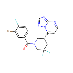 Cc1cc([C@H]2CN(C(=O)c3ccc(F)c(Br)c3)CC(F)(F)C2)n2ncnc2n1 ZINC000606303246