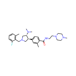 Cc1cc([C@H]2CN(Cc3c(C)cccc3F)C[C@@H]2N(C)C)ccc1C(=O)NCCN1CCN(C)CC1 ZINC001772575567