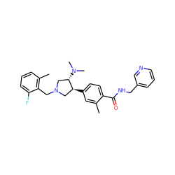 Cc1cc([C@H]2CN(Cc3c(C)cccc3F)C[C@@H]2N(C)C)ccc1C(=O)NCc1cccnc1 ZINC001772607836